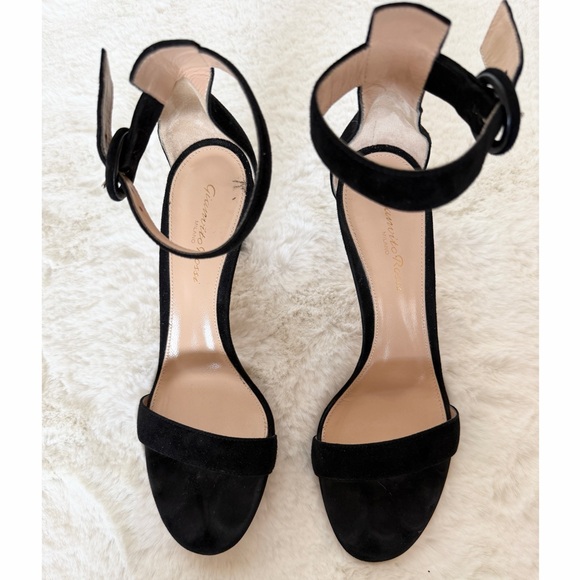 Authentic GIANVITO ROSSI Portofino 85 Black suede sandals size 37.5 (7.5) - Picture 7 of 12